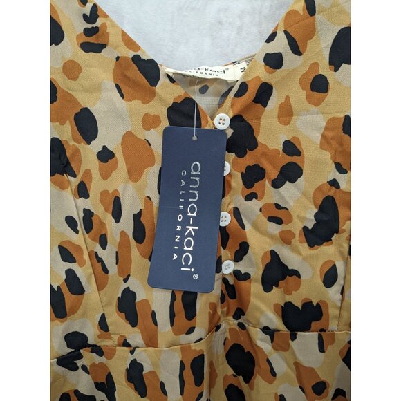 Anna Kaci Leopard Print Ruffle Midi Dress Women Size M Asymmetric Boho Glam Y2K - Picture 11 of 11